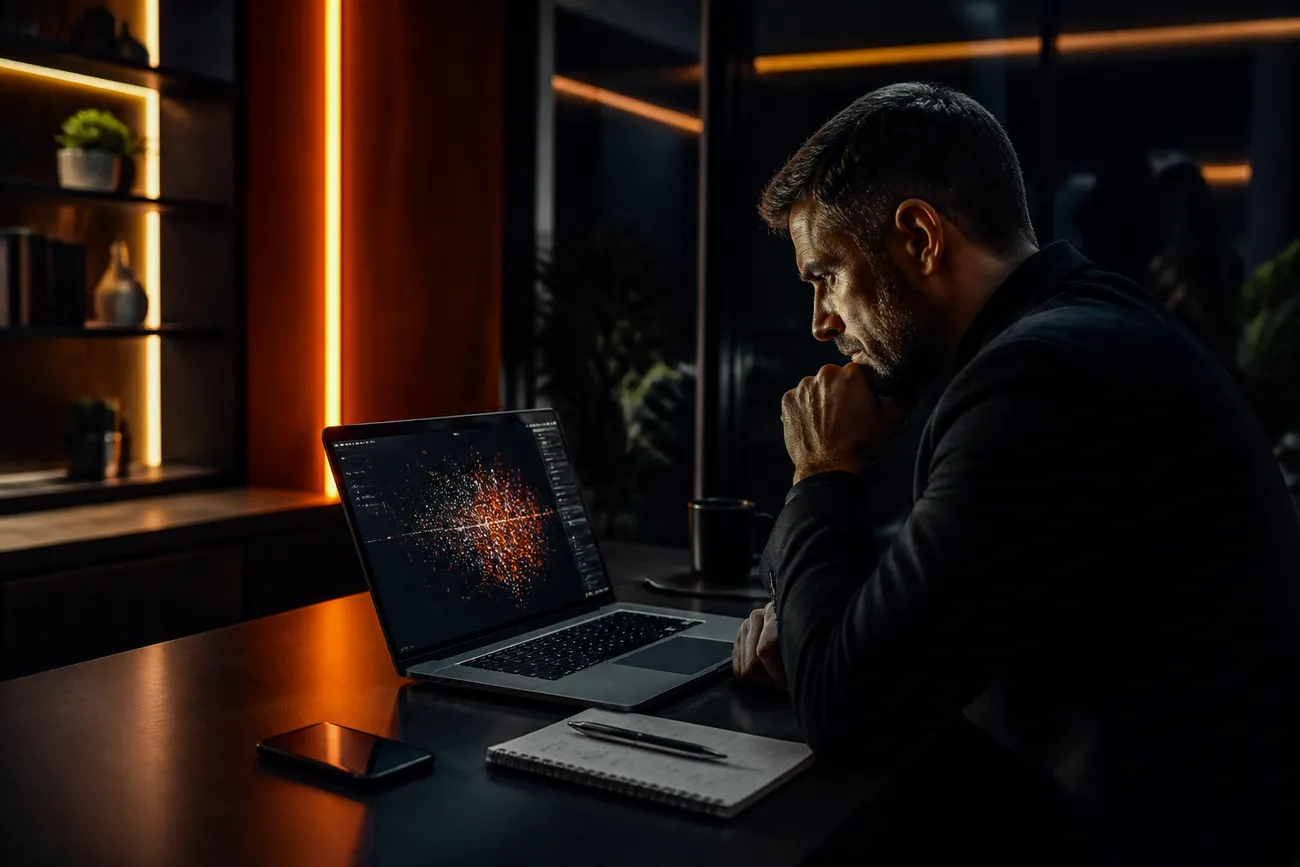 business owner analyzing dark web threats