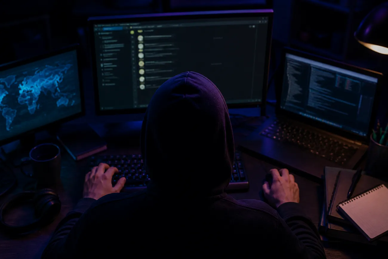 person browsing Telegram dark web video groups