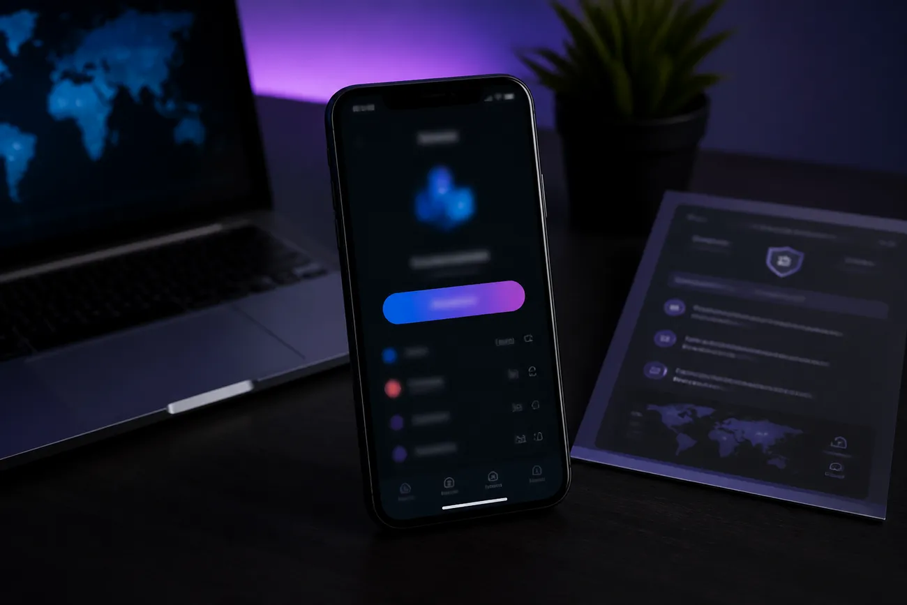 smartphone showing dark web app interface