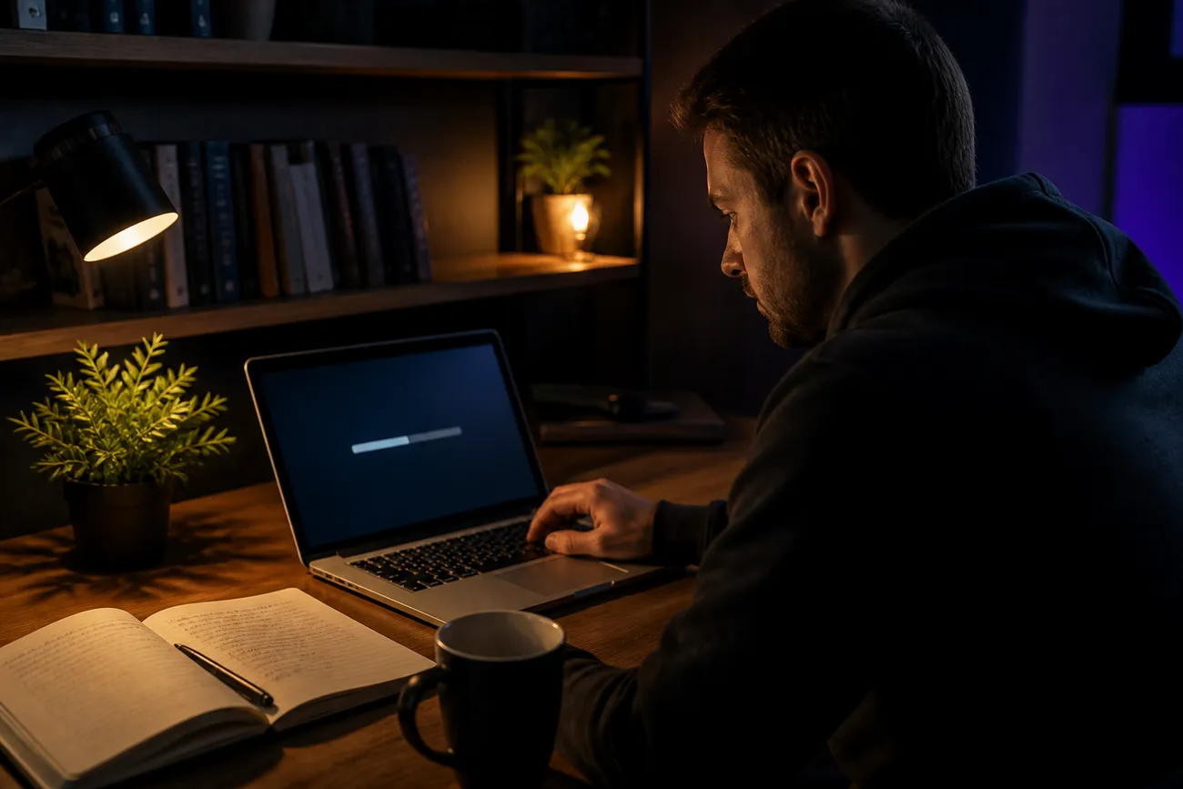 user configuring Tor Browser on a laptop